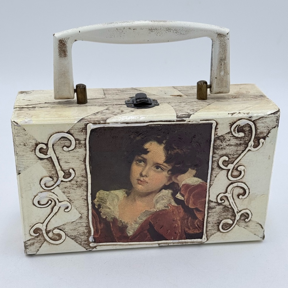 FORSUM Vintage RARE Florentine Italy Style Wood Box Purse Lined! MCM Circa 1950